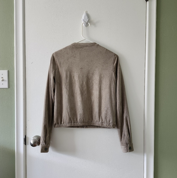 RW&CO Suede Bomber Jacket in Taupe - Picture 2 of 5